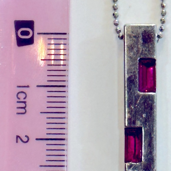 Stainless Steel and Garnet Necklace - Picture 3 of 4